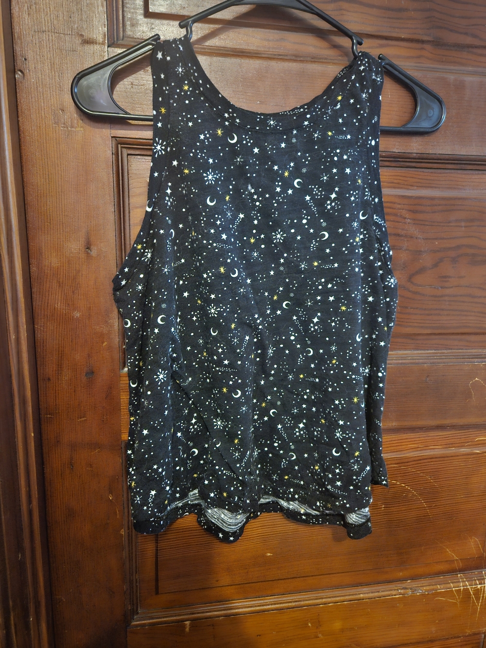 Secret Treasures Black Celestial Print Tank Top with Gold Accents